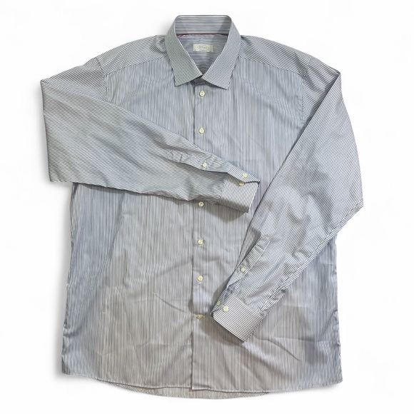 Eton Contemporary Fit Dress Shirt 47 18.5 = 3XL Blue/White Pinstripe Office - Picture 3 of 8